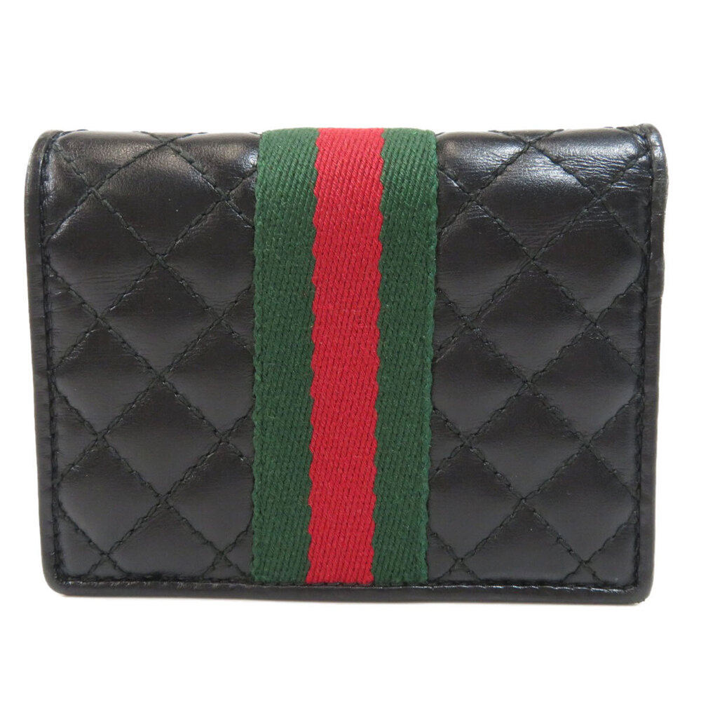 Gucci fold Wallet Leather GG Bi Marmont Black